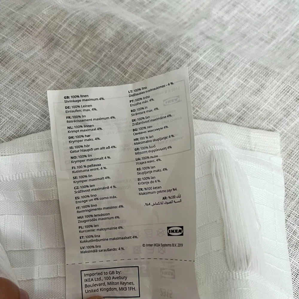 Ikea Dytåg Ivory Sheer 100% Linen Curtain Panel 57